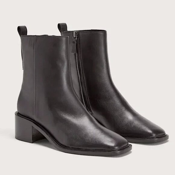 Everlane Shoes - EVERLANE The City Boot Leather Side Zip Block Square Toe Ankle Size 11 Black NEW
